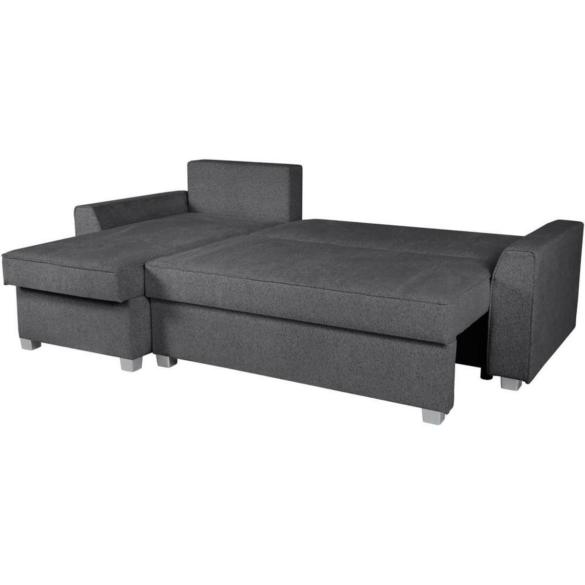 ECKSCHLAFSOFA Teramo dunkelgrau - Dunkelgrau/Schwarz, Kunststoff/Textil (235/150cm) - Beautysofa