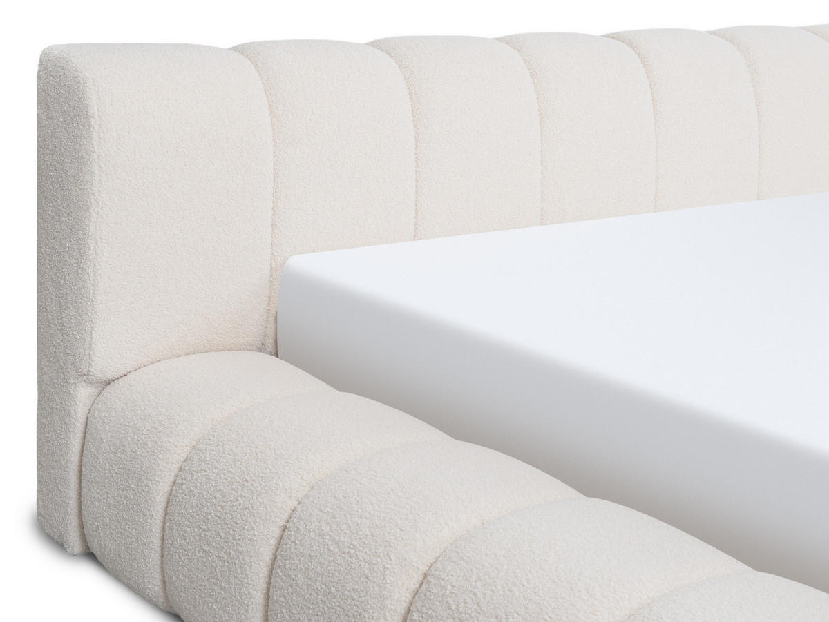 POLSTERBETT Adore Hellbeige 180/200 cm Boucle mit Bettkasten - Beige, Textil/Metall (180/200cm) - wonello