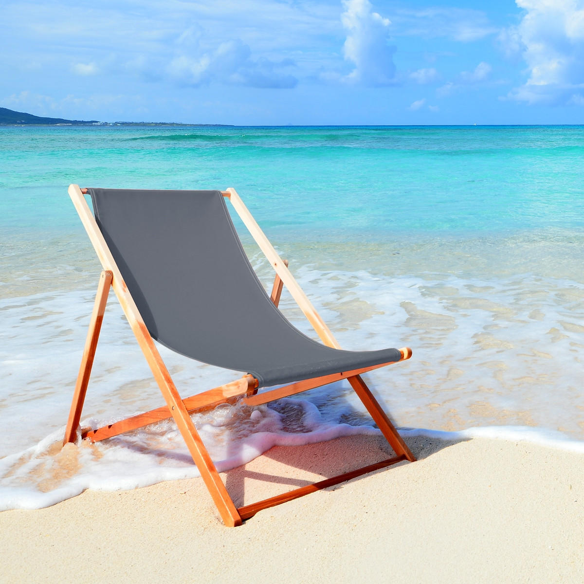 STRANDLIEGE 3er Set Anthrazit - Anthrazit, Holz (52/83/117cm) - ECD-Germany