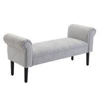 POLSTERBANK Sitzbank Sitzhocker elegant Leinenstoff Hellgrau 132 x 45,5 x 58 cm - Hellgrau, Kunststoff (45.5/58/132cm) - HOMCOM
