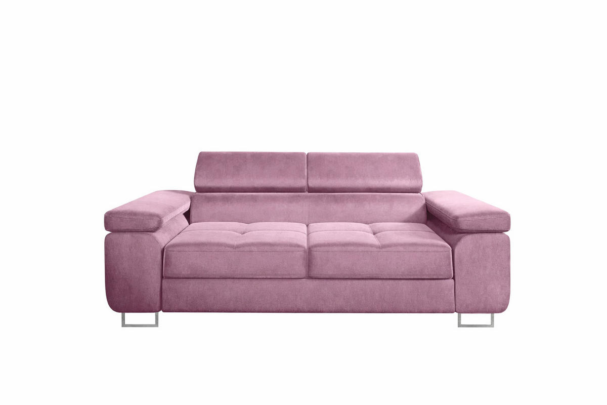 2-SITZER-SOFA WILD mit Verstellbare Kopfstützen Velours Rosa - Chromfarben/Pink, Holz/Textil (209/89/102cm) - Muffo