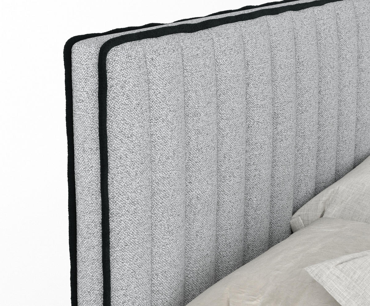 BOXSPRINGBETT Nocturne Hellgrau 160/200 cm - Hellgrau/Schwarz, Holz/Holzwerkstoff (160/200cm) - Maison de Reve