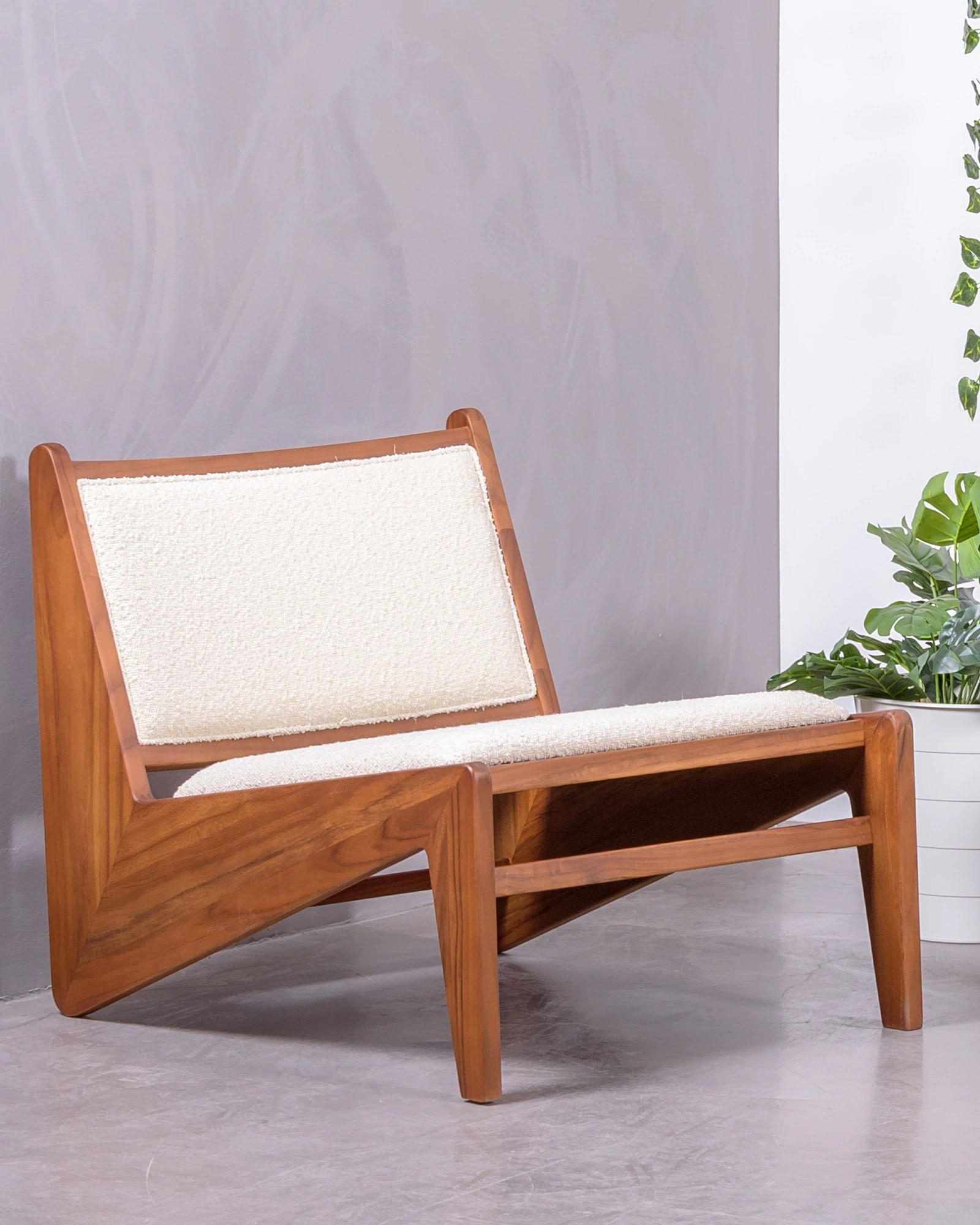 SESSEL Boucle Weiß - Weiß, Holz (60/57/71cm) - Nest Dream