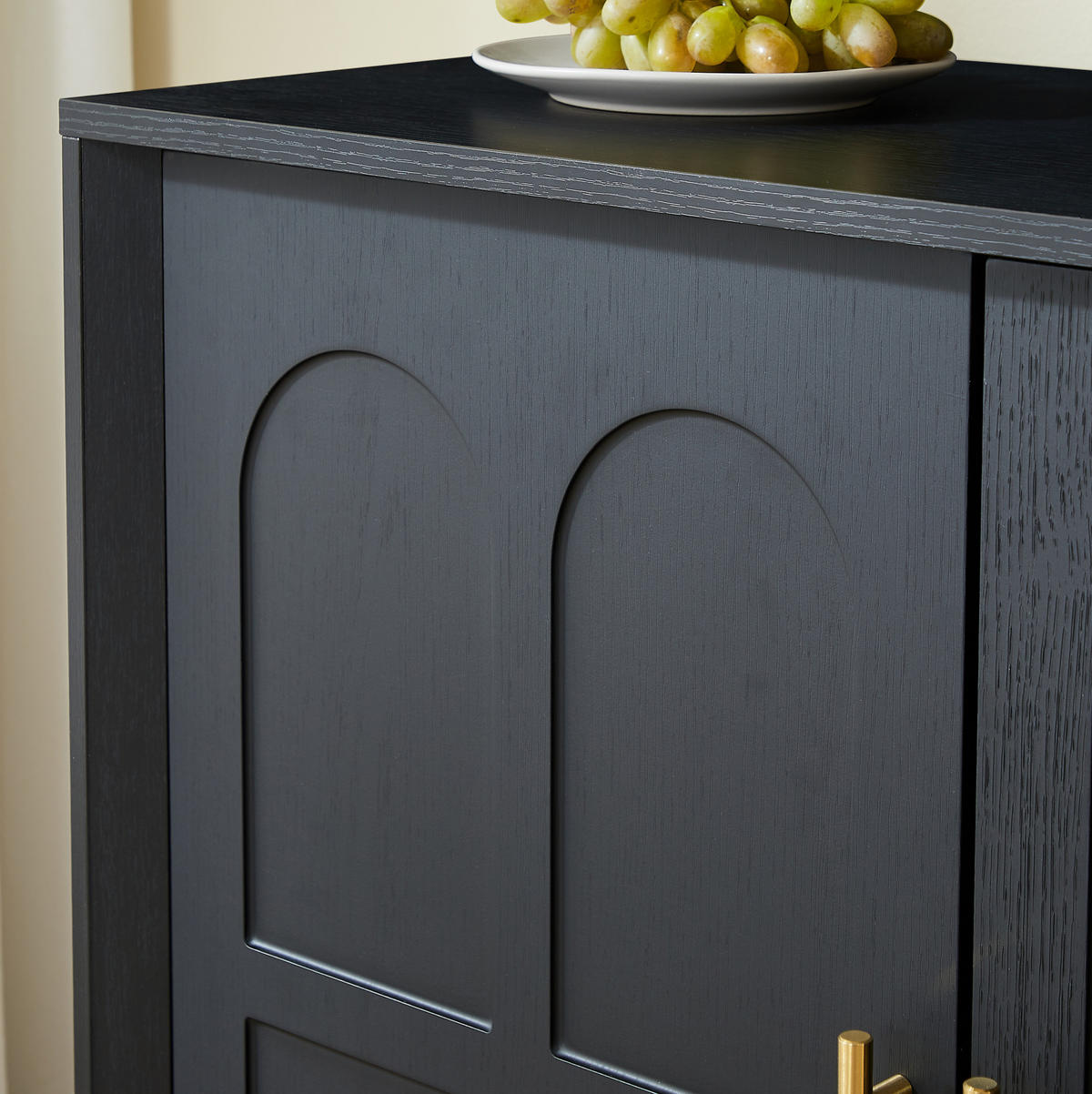 SIDEBOARD 169/40/80 cm in Schwarz mit geschwungener Front und verstellbaren Böden - Schwarz, Holzwerkstoff (169/80/40cm) - Flora Grace