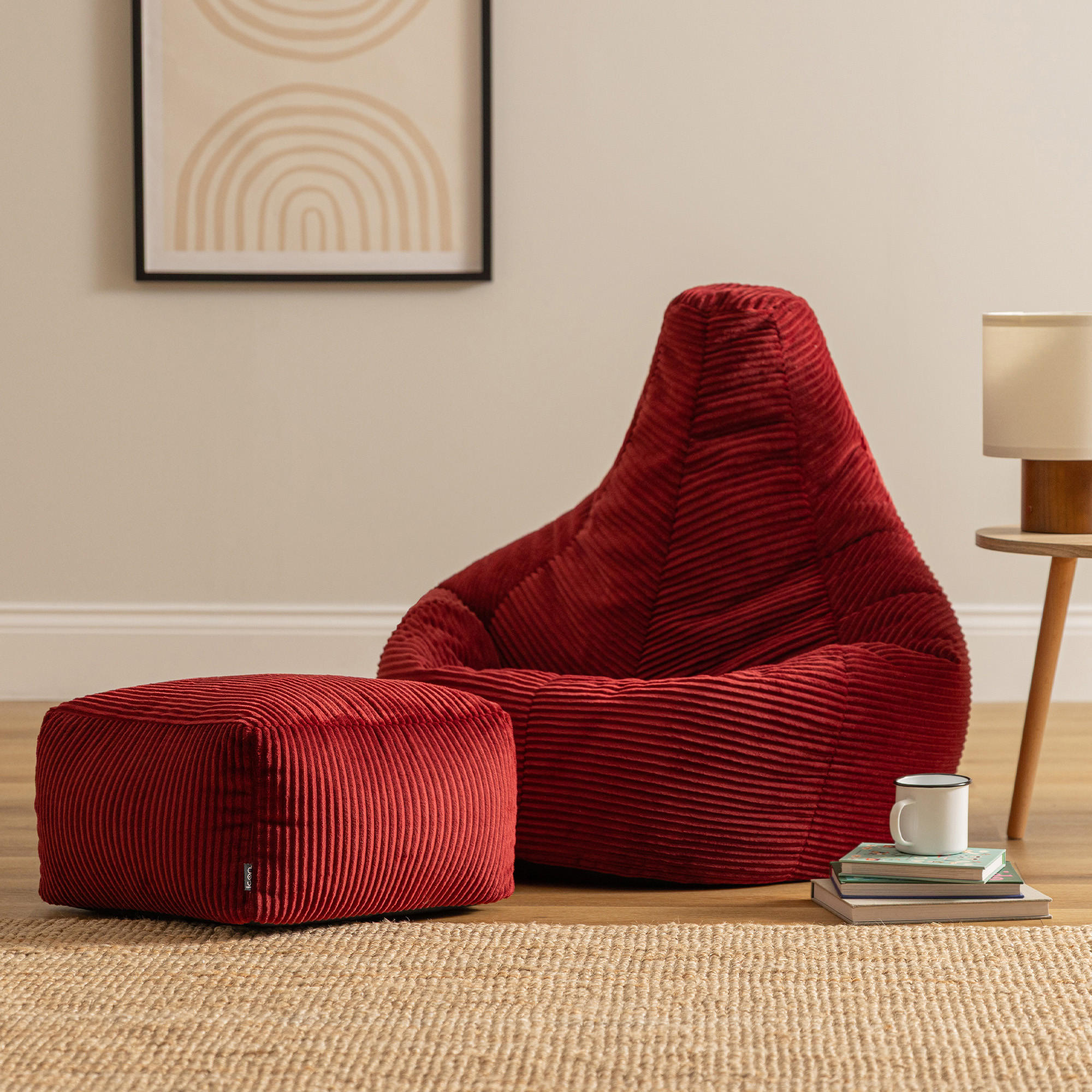 SITZSACK Dalton mit Hocker - Bordeaux, Textil (90/73/84cm) - icon