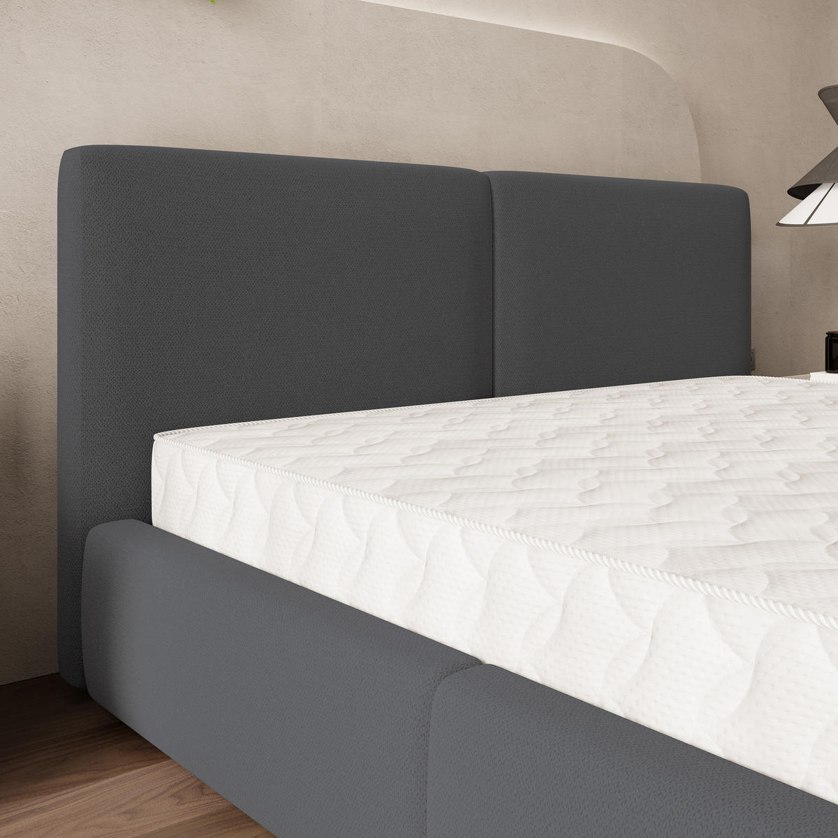 POLSTERBETT FELURO 140x200 cm mit Bettkästen - Graphitfarben - Graphitfarben, Holz (140/200cm) - MASSENO