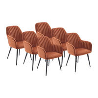 STUHL mit Armlehnen 6er-Set - Samt und schwarzes Metall - Terracotta - ELEANA - Braun, Textil (59/82/58cm) - Vente-Unique