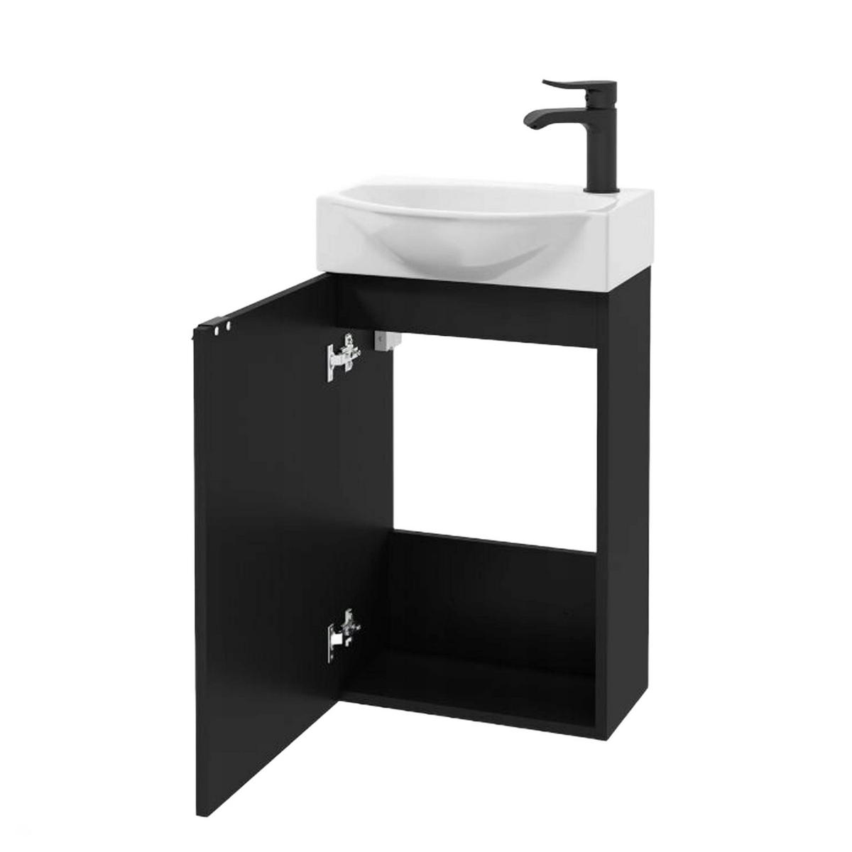 WASCHTISCHKOMBI 40cm mit Waschbecken schwarz - Schwarz, Holzwerkstoff (40/60/22cm) - Stamar