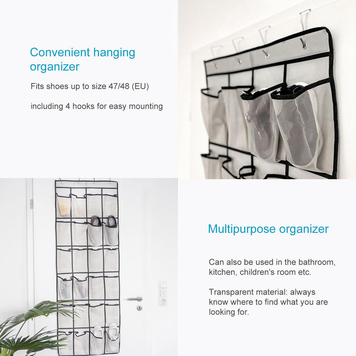 HÄNGENDES SCHUHREGAL 55.5/148 cm - Grau, Textil (55.5/2/148cm) - Intirilife