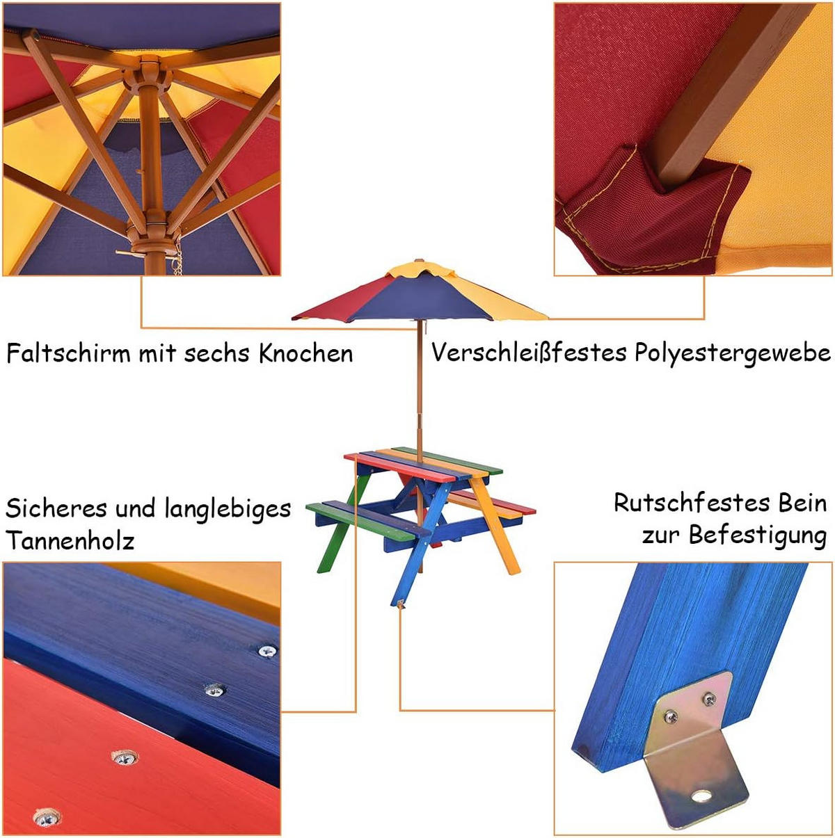 TRÄDGÅRDSMÖBLER Set med färger - Multicolor, Trä - COSTWAY