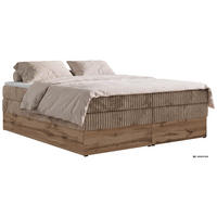 BOXSPRINGBETT WOOD ZERO KING 140/200 - Braun Cord - Topper T25 - H4 - Schwarz/Braun, Kunststoff/Textil (140/200cm) - MKS