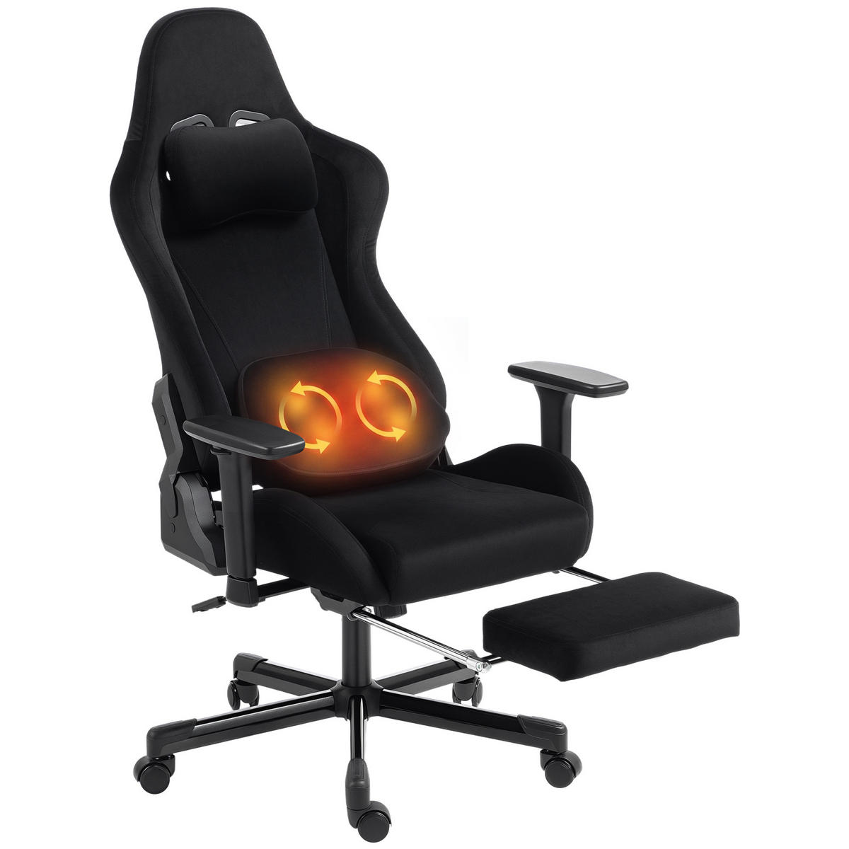 GAMING-STUHL Schwarz 73.0/70.5/137.5 cm - Schwarz, Textil (70.5/137.5/73cm)
