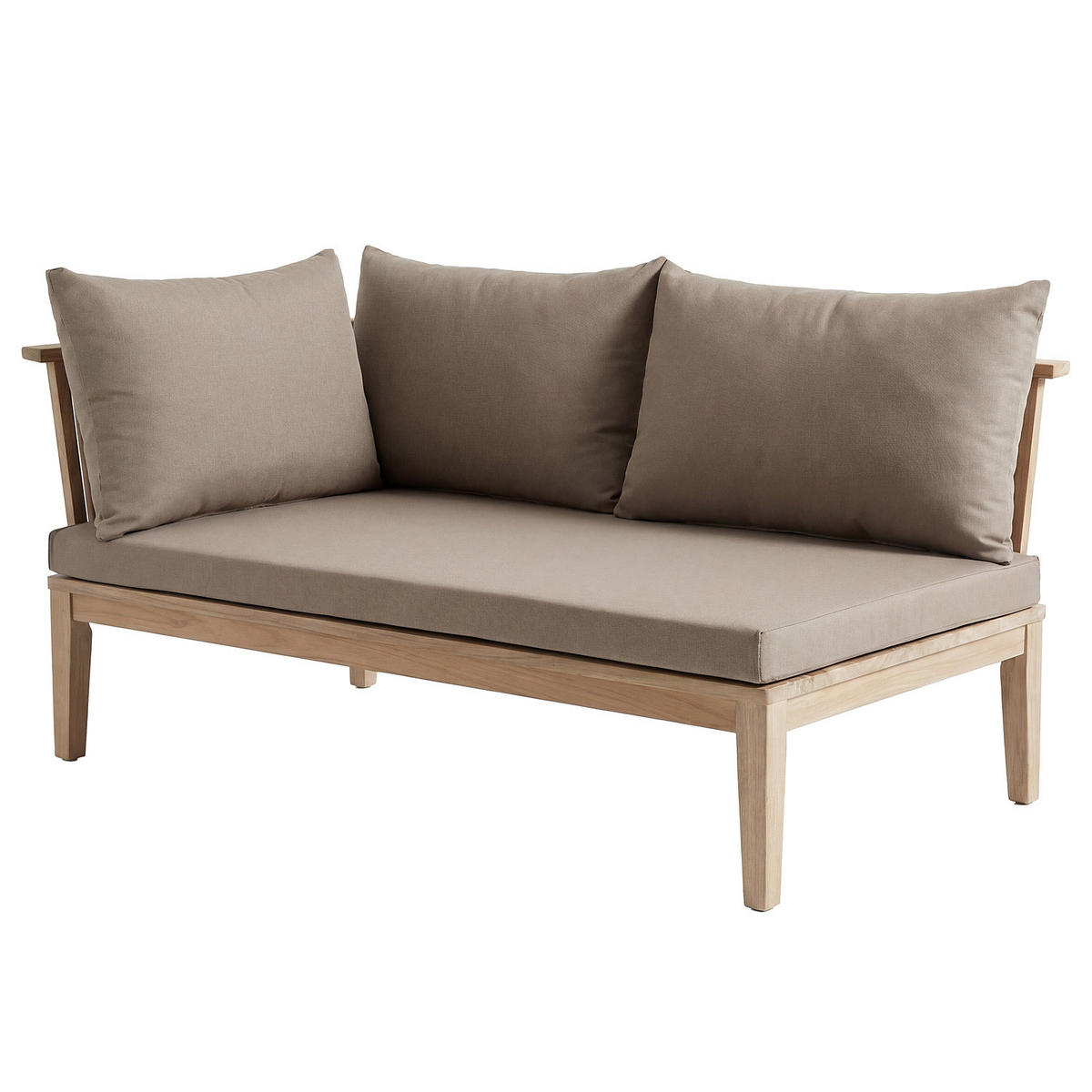 LOUNGESET - 4-teilig - Akazie massiv / Webstoff - Braun / Taupe - Taupe, Holz/Textil - home24