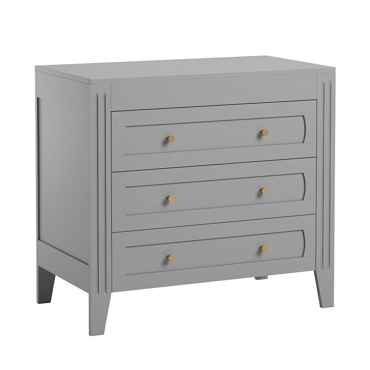 KOMMODE mit 3 Schubladen und Zierleisten L100 x H92cm - Milenne - Grau, Holzwerkstoff (55/91.8/100.2cm) - Calicosy