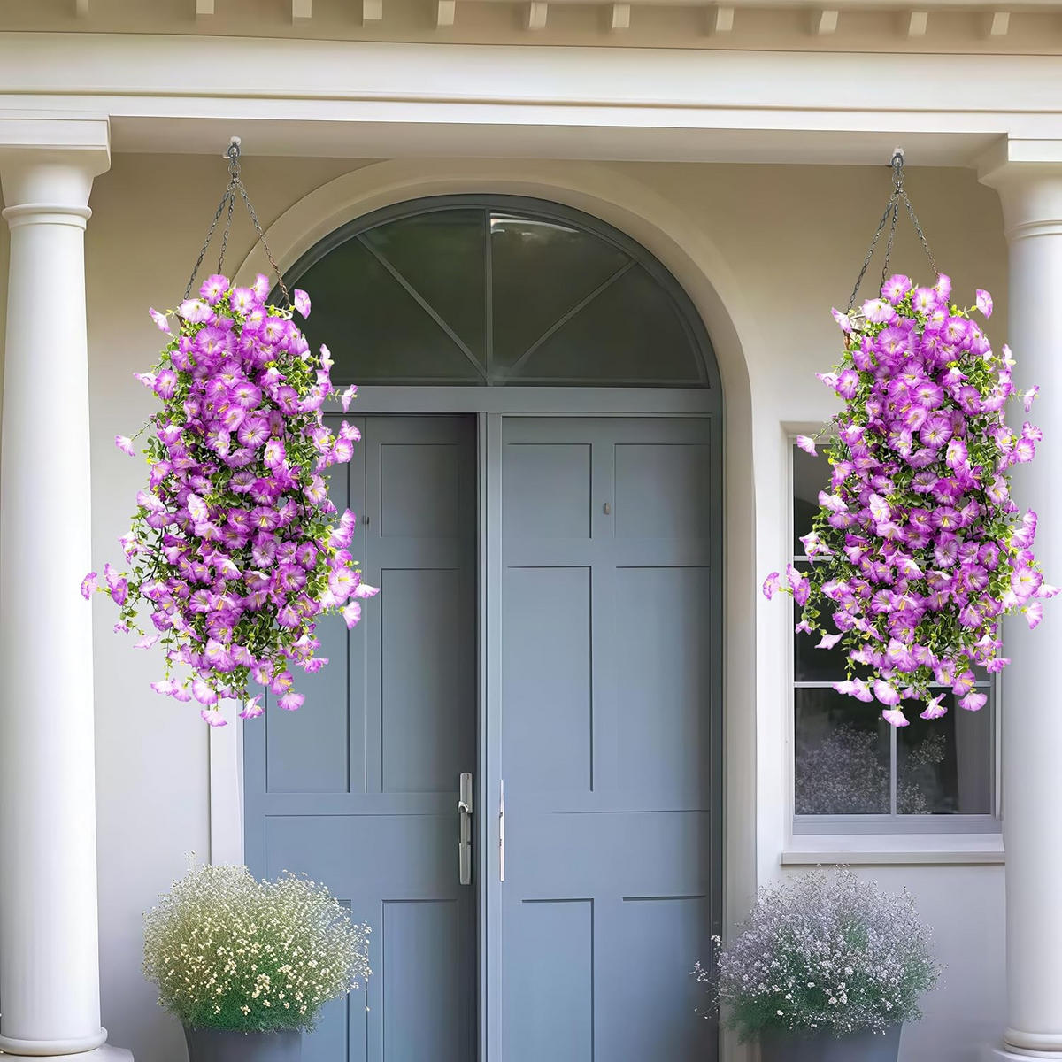 KUNSTBLUME 2 Stück Kunstblumen Veilchen Hängend - Beige, Kunststoff (75cm) - Kaket