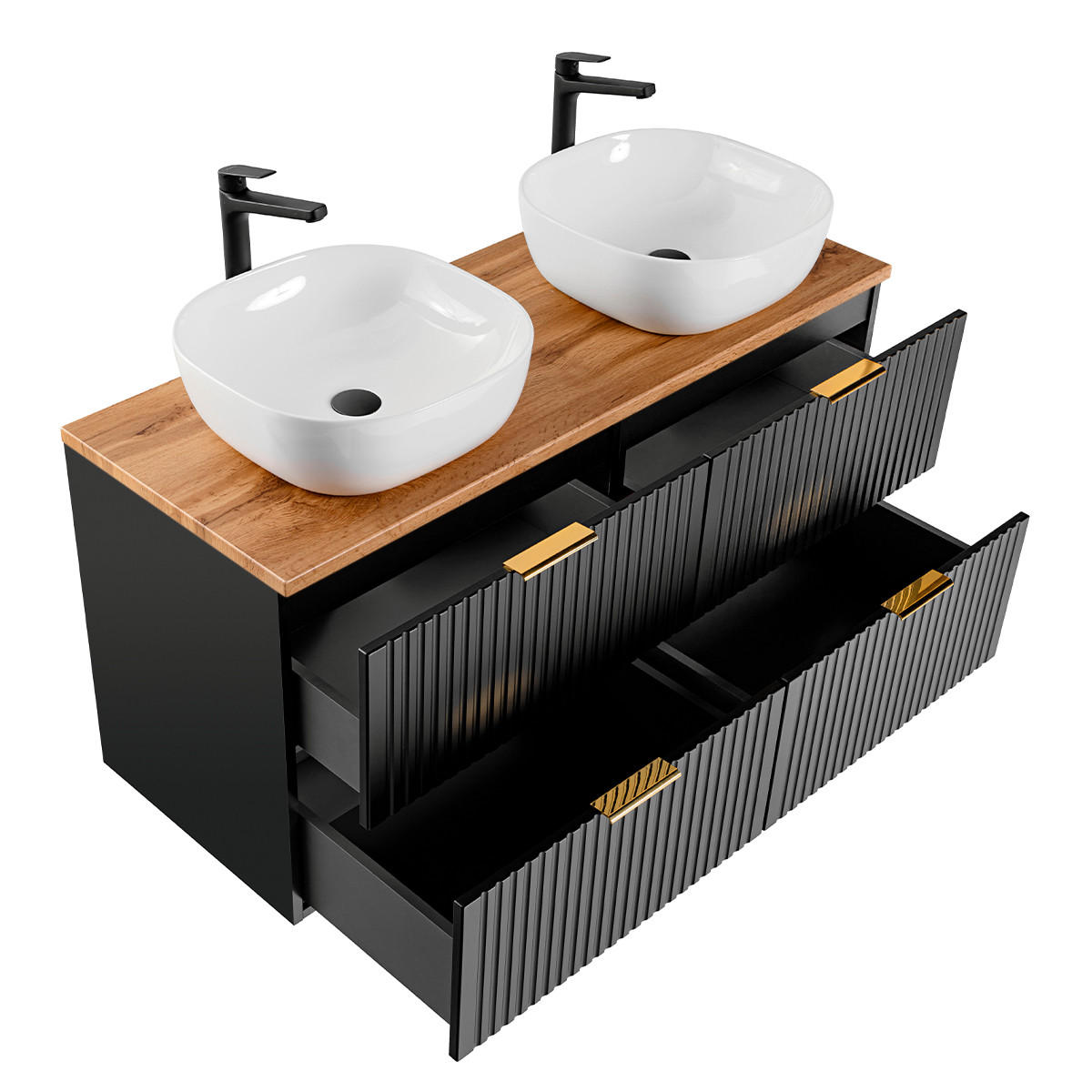 DOPPELWASCHTISCH 120.8cm Adriel Schwarz - Schwarz, Holzwerkstoff (120.8/59/46cm) - Petits-meubles