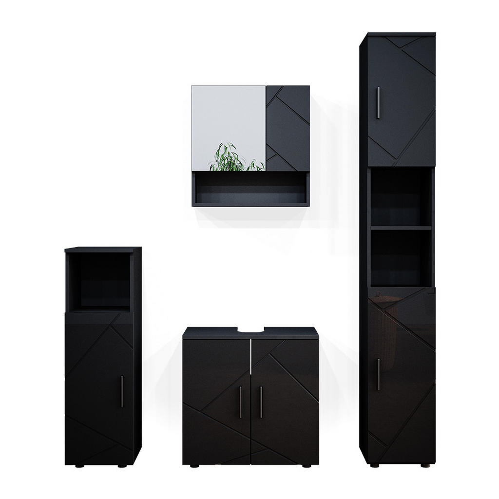 SET MOBILIER BAIE Irma, Antracit lucios ridicat, 4 piese
