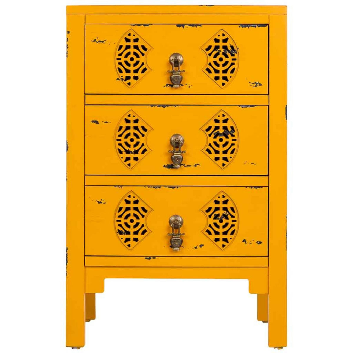 NACHTTISCH aus Holz, gelb, 45x36x70cm - Gelb, Holz (45/70/36cm) - Wanderlust