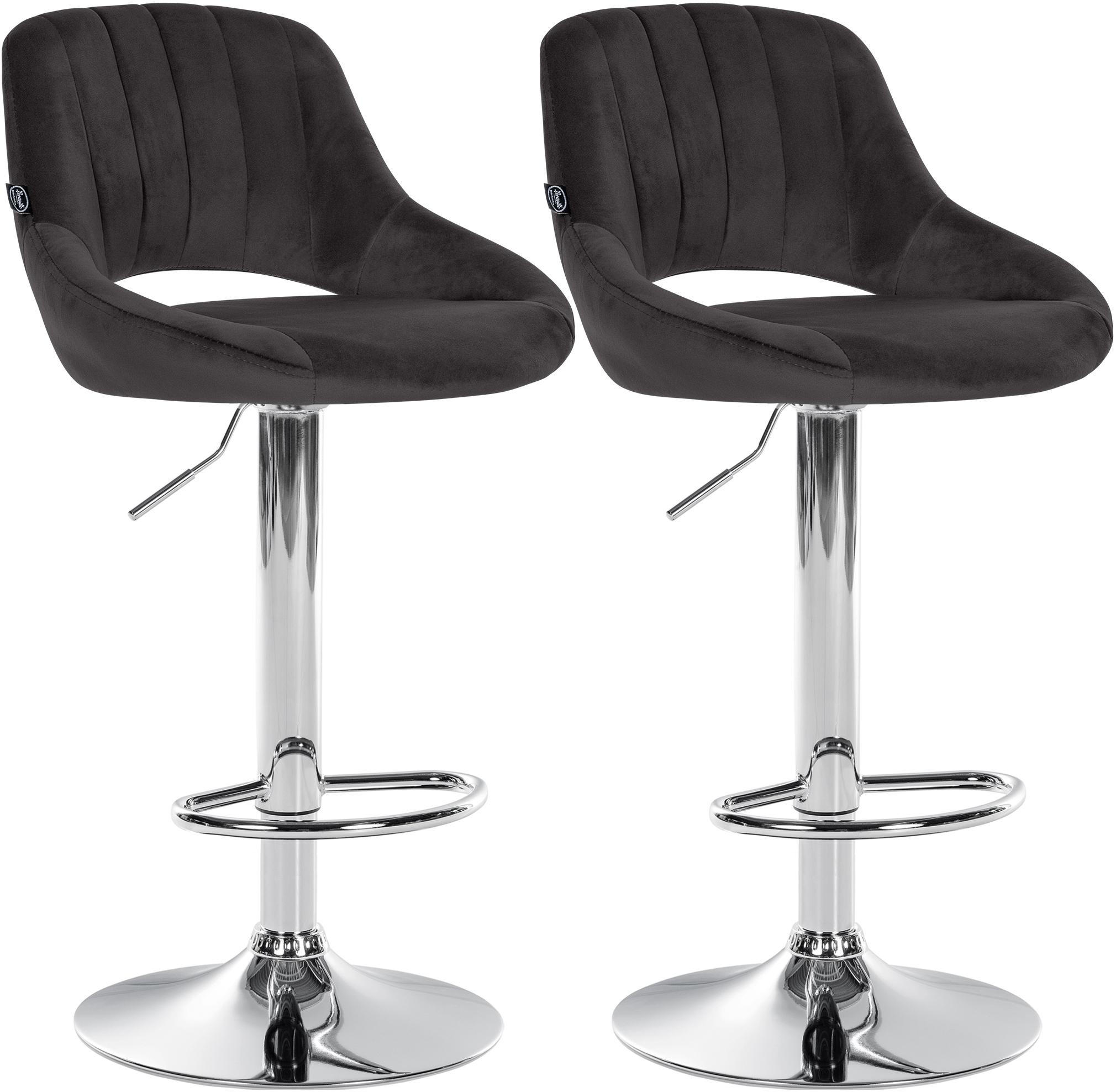 BARHOCKER 2 Samt Schwarz - Chromfarben/Schwarz, Textil (47/85/48cm) - CLP