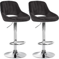 BARHOCKER 2 Samt Schwarz - Chromfarben/Schwarz, Textil (47/85/48cm) - CLP