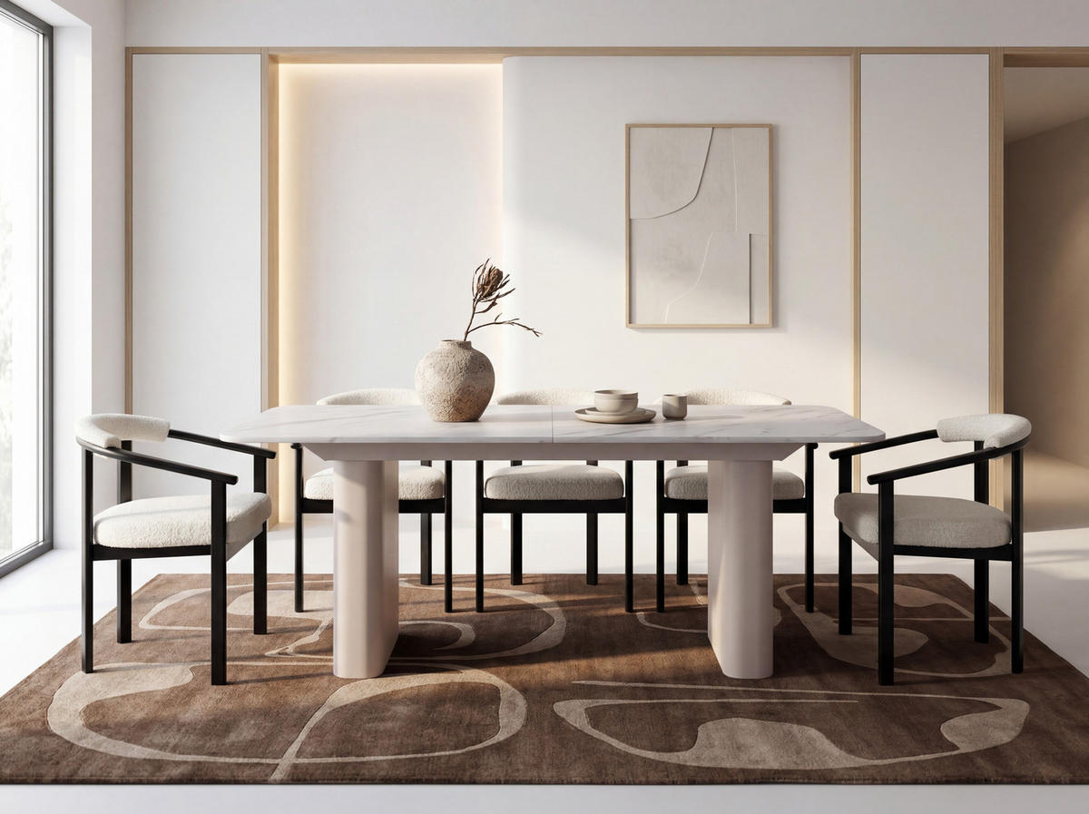 ESSTISCH Riven rechteckig ausziehbar verlängerbar mit Butterfly-Auszug, Marmor Weiß 180-276/90/76 cm - Kaschmir/Ecru, Holzwerkstoff/Metall (90/276/76cm) - WFL GROUP
