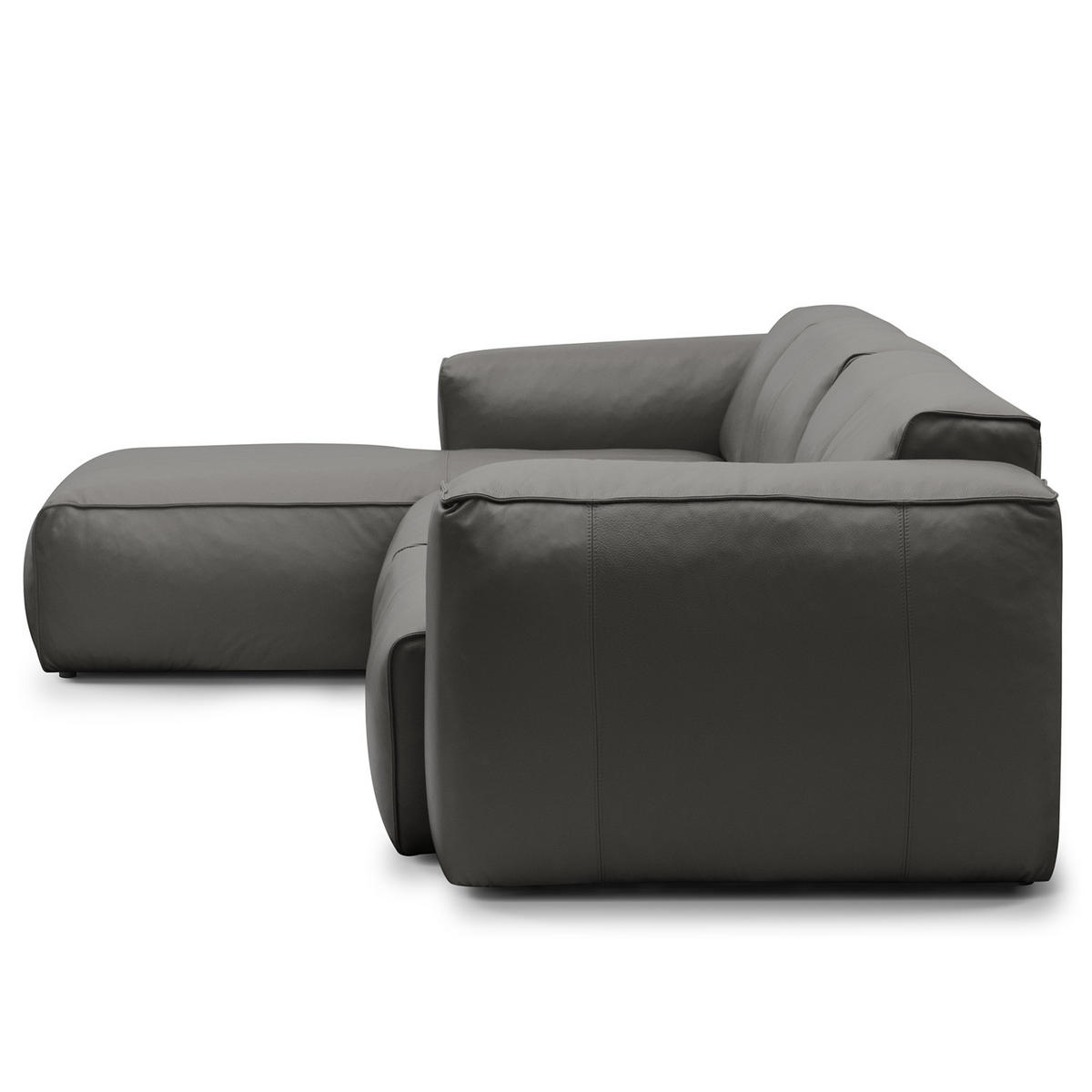 3-SITZER ECKSOFA mit Longchair - Schwarz/Grau, Leder/Kunststoff (317/173cm) - home24