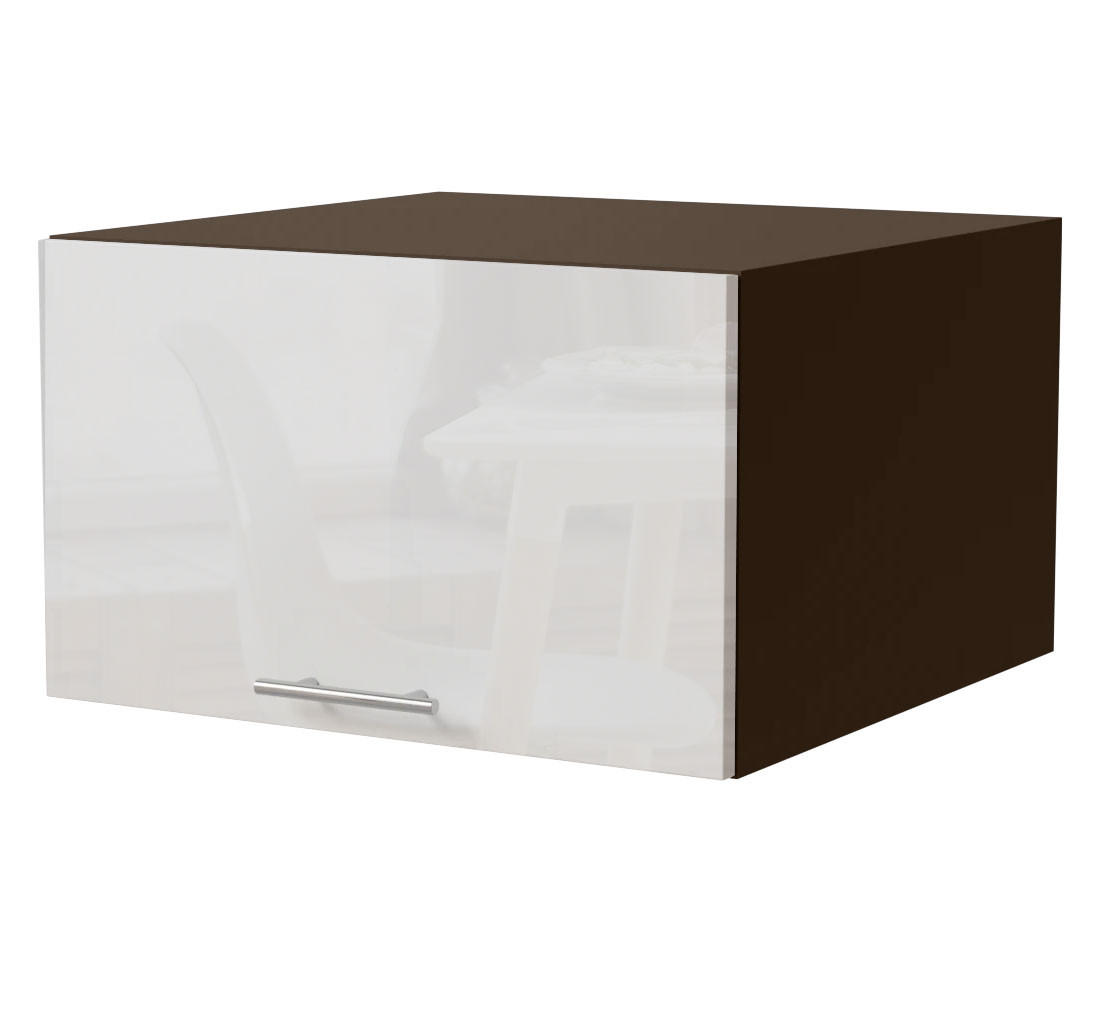 Feldmann-Wohnen Aufsatzschrank Weiß Hochglanz, Dunkelgrau 60x36x59 cm