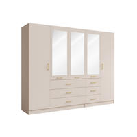KLEIDERSCHRANK KERONA 21 - 250×200,5×58 cm mit 3 Spiegeln, 5 Türen & 6 Schubladen Wüstensand - Sandfarben, Holz/Holzwerkstoff (250/200.5/58cm) - Milaros Markt