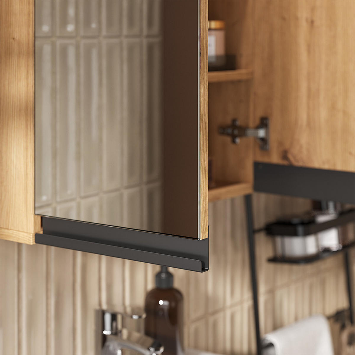 BADSPIEGELSCHRANK Torren Artisan 60 x 70 cm - Hellgrau, Holzwerkstoff (60/70/20cm) - Vicco