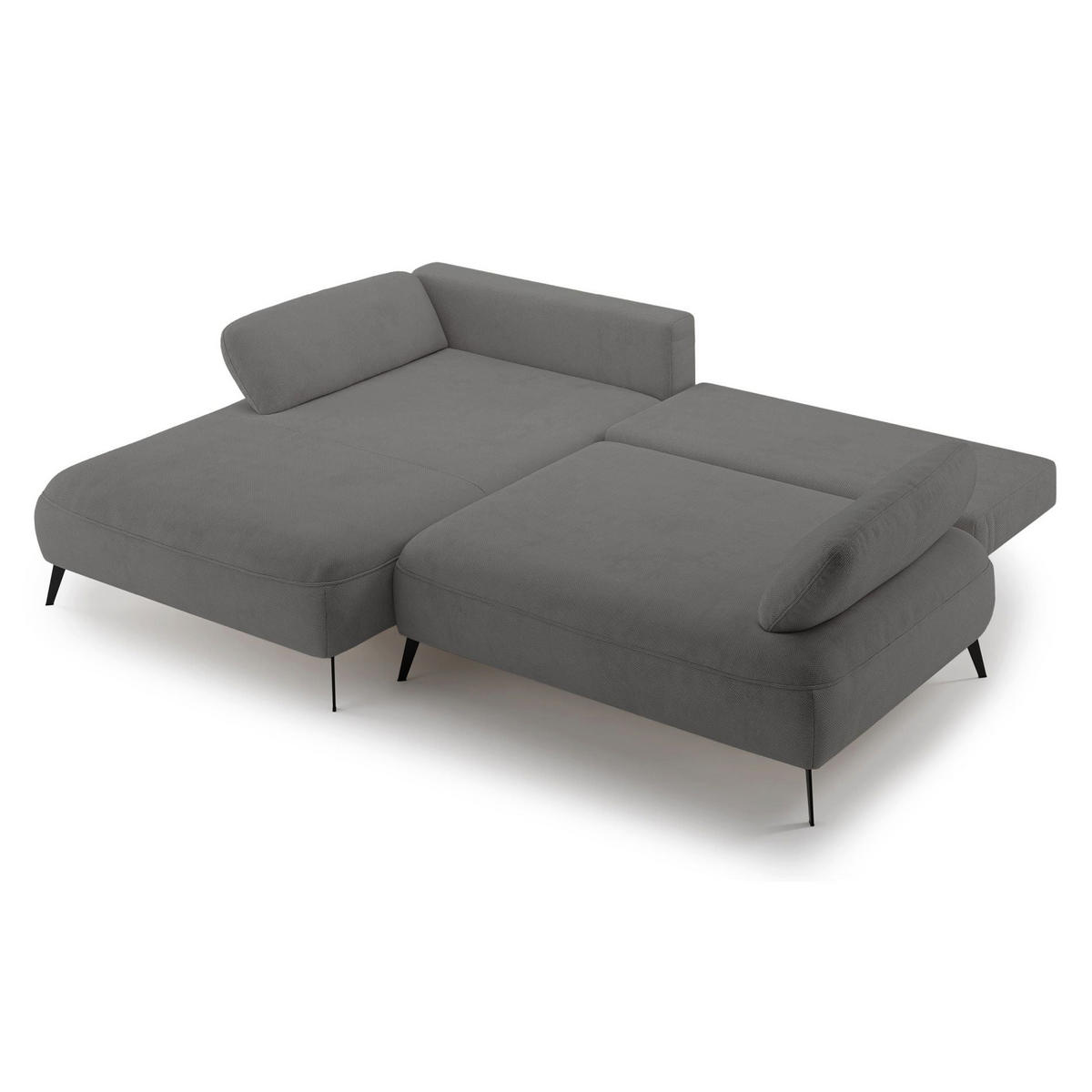ECKSOFA Avolla Grau links - Schwarz/Grau, Textil/Metall (284/186cm) - Selsey