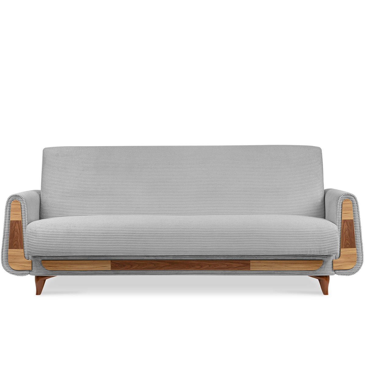 3-SITZER-SCHLAFSOFA GUSTAVO II mit Armlehnen, Hellgrau - Hellgrau, Holz/Holzwerkstoff (230/98/98cm) - KONSIMO®