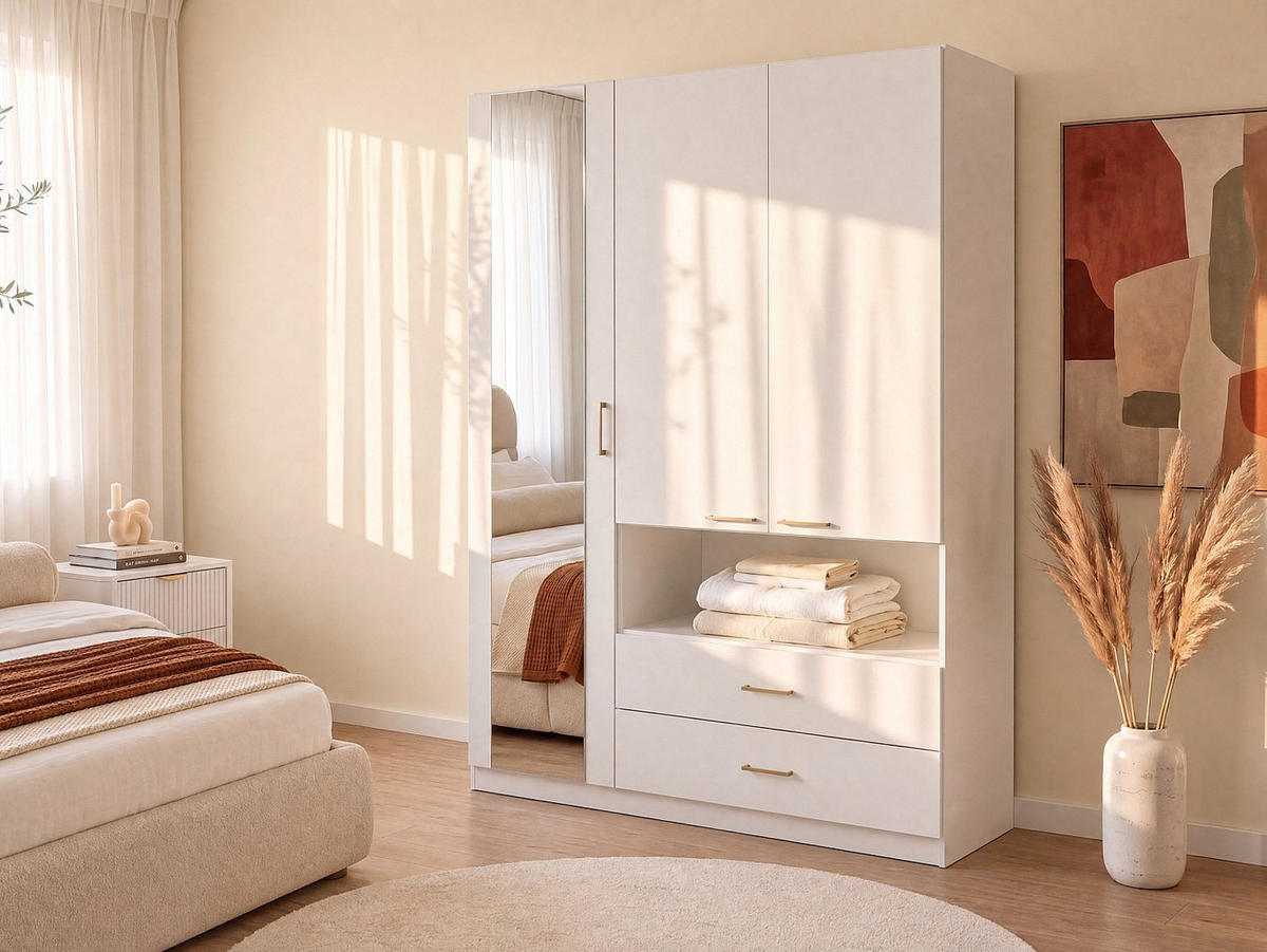 KLEIDERSCHRANK - 160 cm x 53 cm - holz - weiß Lyriano - Weiß, Holz (160/200/53cm) - Vente-Unique