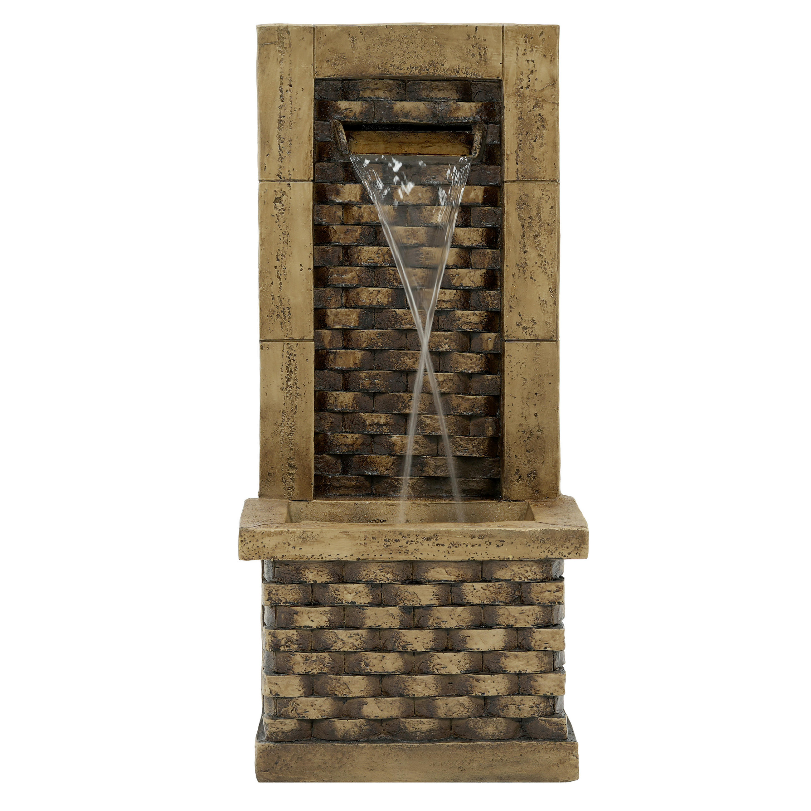 GARTENBRUNNEN Antik 230V Wasserfall Standbrunnen Quadratisch - Braun, Naturmaterialien (37/31.5/89cm) - FLIEKS