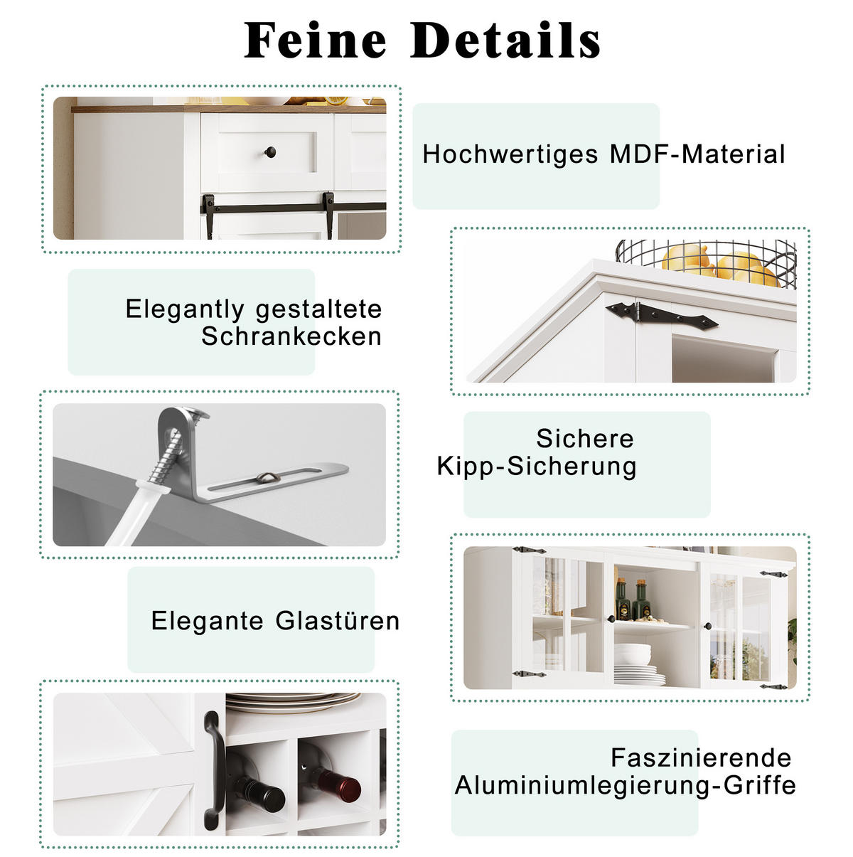 KUHINJSKI ormar od MDF-a, 105/38,4/180 cm bijeli, s LED rasvjetom i kliznim vratima - bijela, drvni materijal (105/180/38.4cm) - BEAOK