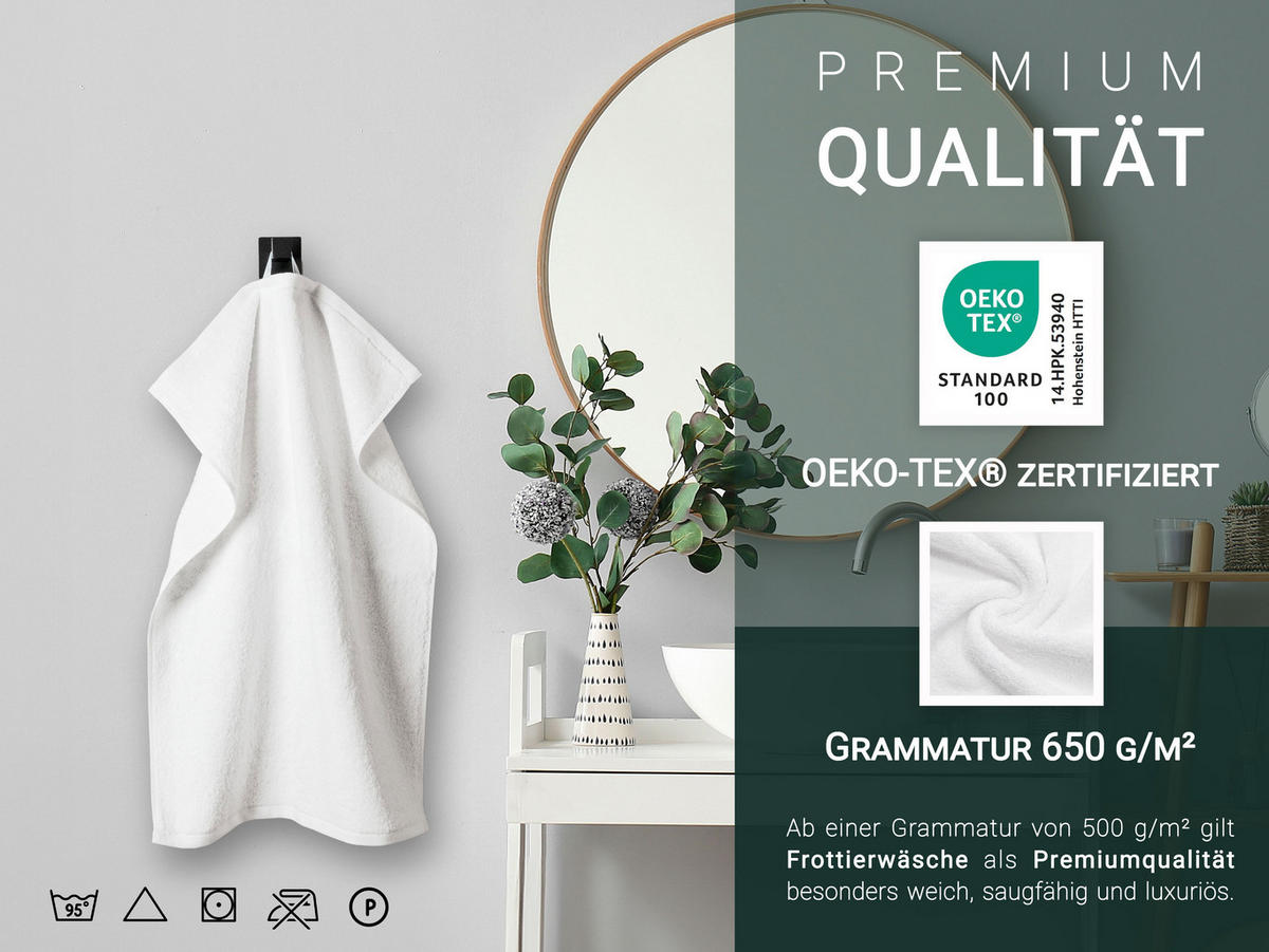 HANDTÜCHER, 4er-Set, 50x100 cm, 100% Baumwolle, Weiß - Weiß, Textil (50/100cm) - Zollner