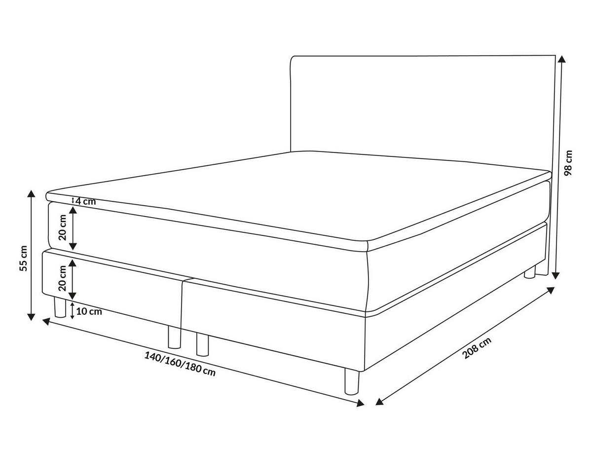 BOXSPRINGBETT Paris, Polsterbett Maße: 140x200 cm, Farbe: Grau, Velourstoff, Doppelbett mit Bonell-Matratze H3 inkl. Topper - Grau, Holz/Kunststoff (140/200cm) - VENASI MÖBEL
