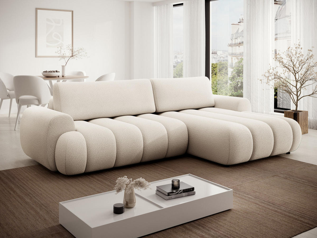 ECKSOFA mit Bettkasten Puro 270 cm, Rechts, Creme - Creme, Holz (168/272cm) - Emporius
