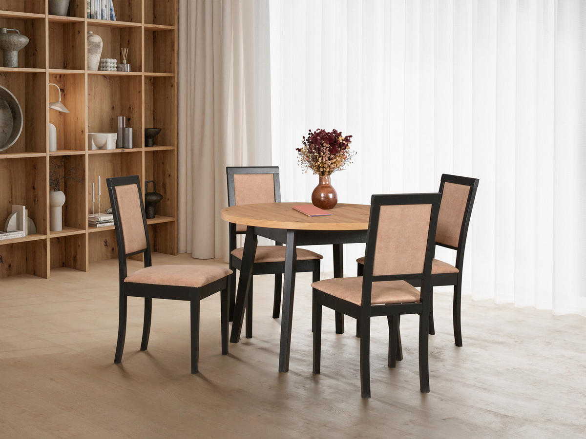 ESSTISCH Oslo 3 L - Schwarz/Eiche Artisan, Holz (100/100/75cm) - Leaf Design
