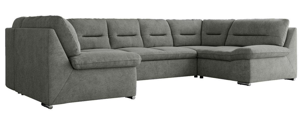 WOHNLANDSCHAFT COMODO U Grau Struktur - Silberfarben/Grau, Textil/Metall (340/93/206cm) - MKS