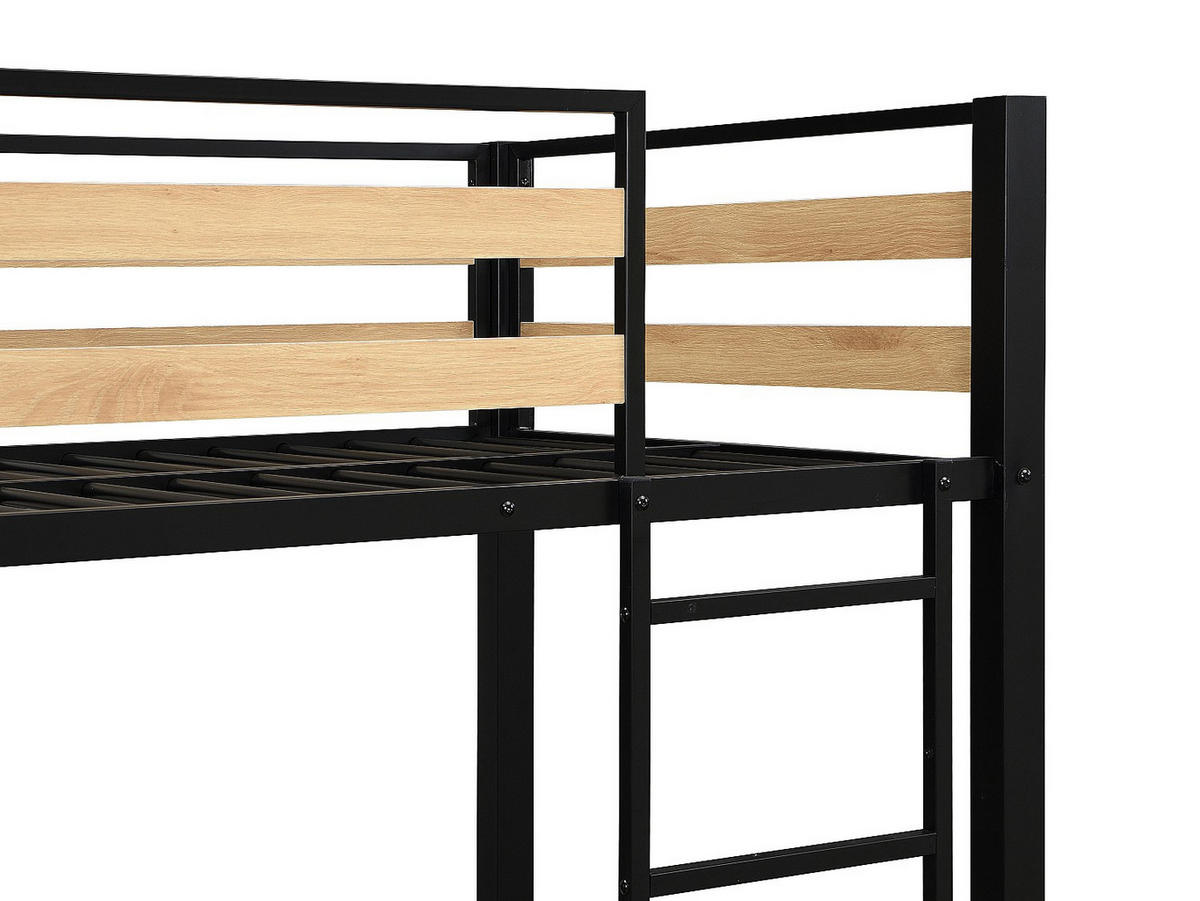ETAGENBETT - 2 Personen - Metall - Schwarz, Naturfarben Hell - - Schwarz/Naturfarben, Metall - Vente-Unique