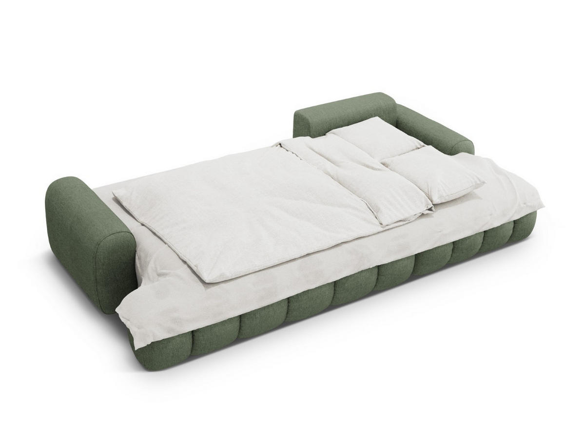 AUSKLAPPBARES-ECKSOFA rechts mit Container Linz aus strukturiertem Stoff dunkles olivgrün 3 Sitzplätze - Dunkelgrün, Textil (142/275cm) - Cosmopolitan Design