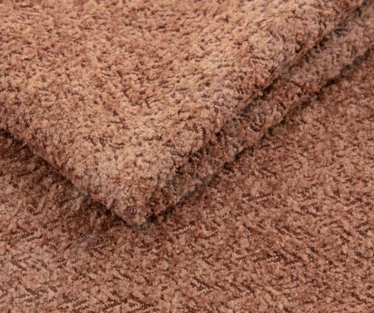 SOFA Molly – Freistehendes halbrundes Designsofa mit zwei eleganten, abnehmbaren RückenKissen, Abriamo Stoff, Größe: 234x101x88 cm, Braun - Braun, Holz/Textil (234/88/101cm) - DomoHome