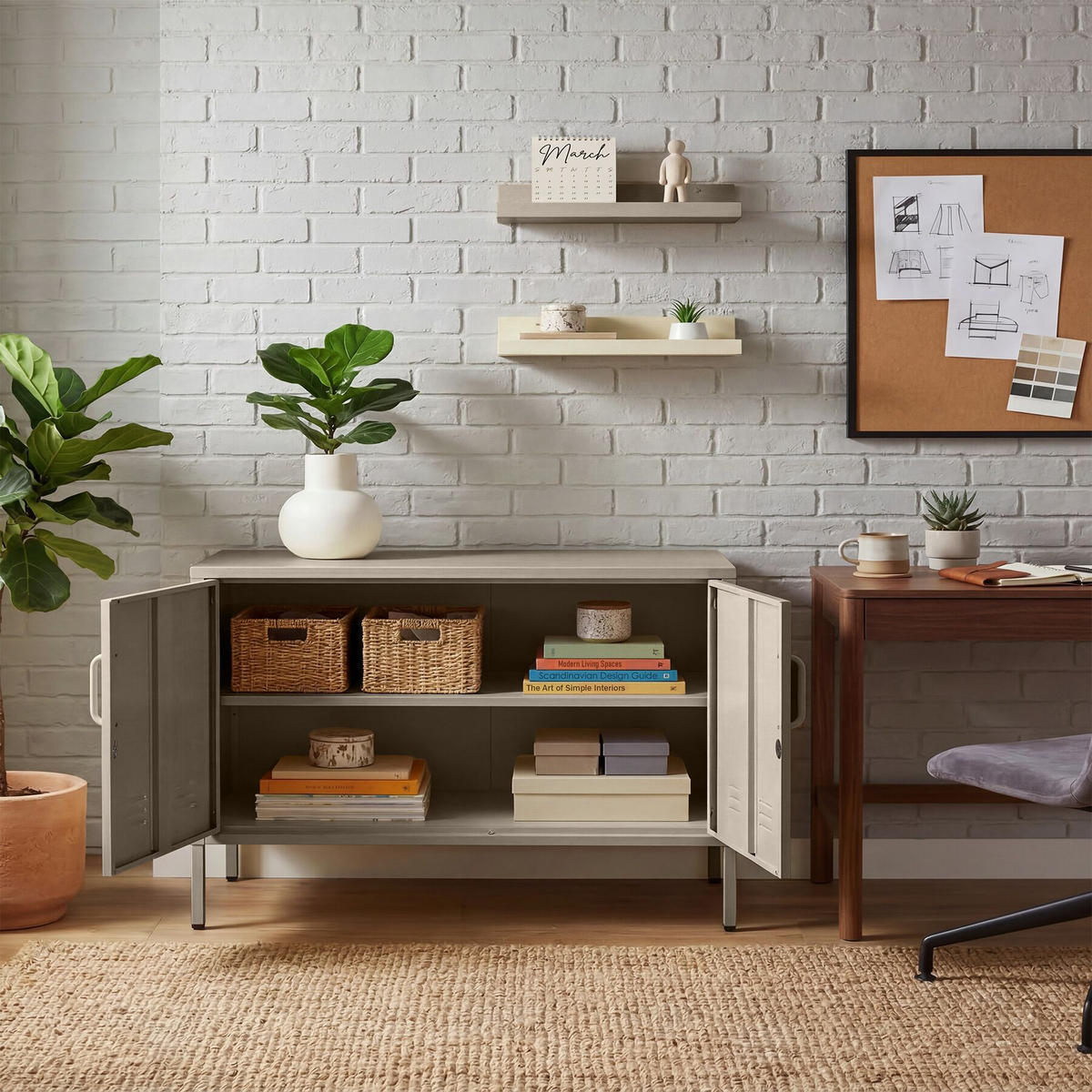 SIDEBOARD Baker, Kippschutz, höhenverstellbare Füße, taupe - Taupe, Metall (100/65/42.5cm) - tectake