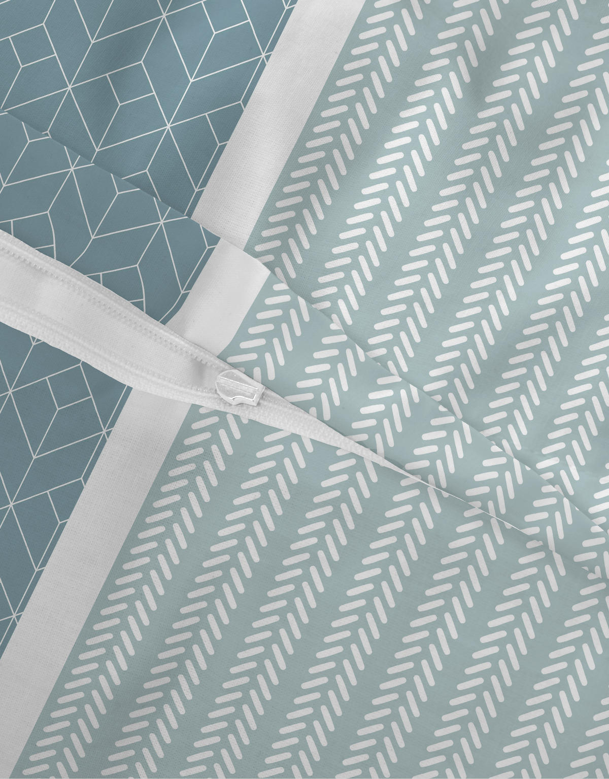 BETTWÄSCHE-GARNITUR Biber Längsstreifen petrol, 155x220 cm + 80x80 cm - Petrol, Textil (155/220cm) - Castell