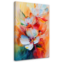 LEINWANDBILD Bunte Blumen-Imitat-Ölfarbe 80x120cm - Multicolor, Textil (80/120cm) - Feeby