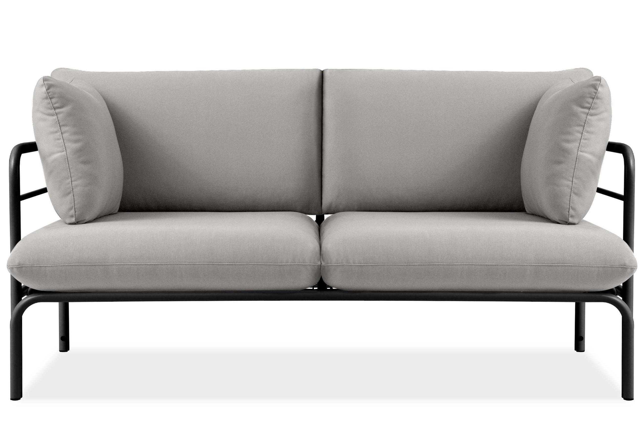 GARTENSOFA RAMBE 2-Personen mit Kissen, Anthrazit/Hellgrau - Dunkelgrau/Hellgrau, Textil/Metall (150/80/80cm) - KONSIMO®