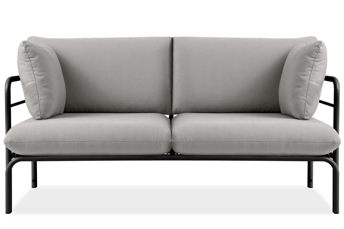 GARTENSOFA RAMBE 2-Personen mit Kissen, Anthrazit/Hellgrau - Dunkelgrau/Hellgrau, Textil/Metall (150/80/80cm) - KONSIMO®