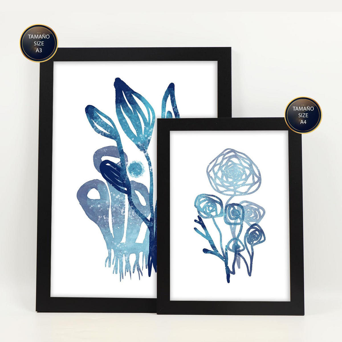 POSTER Set Mit 6 Immer Noch Natur In Blume Zusammenfassung Ästhetische Dekorative Gemälde Für Ihr Wohnzimmer Zuhause A3 & A4 Schwarzer Rahmen - Schwarz, Papier (29/3cm) - Nacnic