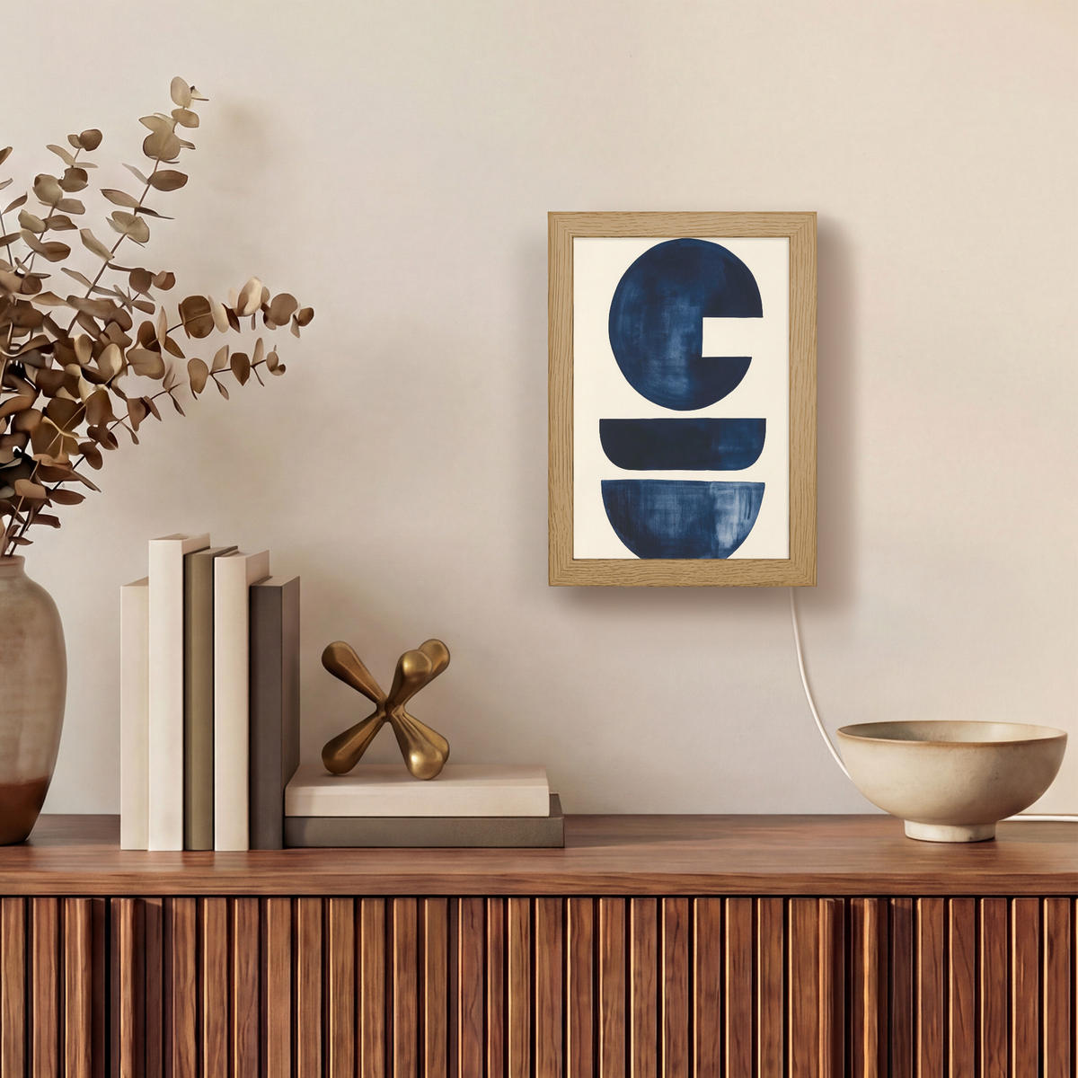 WANDLEUCHTE Formen - Blau - Abstrakt 15x20 cm - Dunkelblau, Holzwerkstoff (15/20/8cm) - OnlyWow