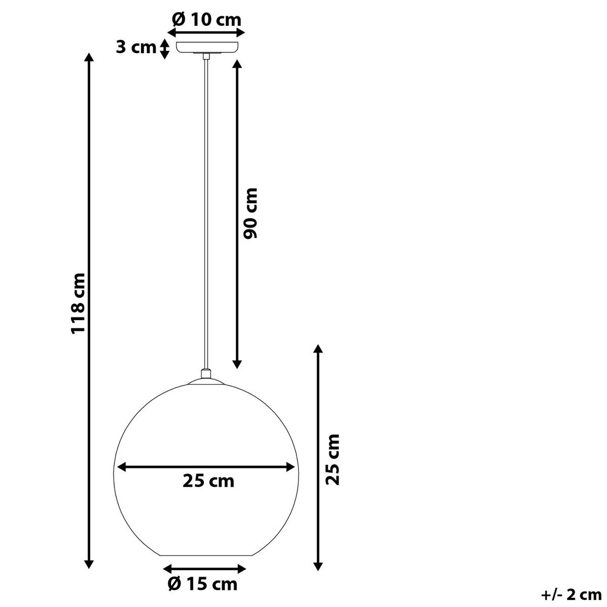 HÄNGELEUCHTE Sessera 25/25/118 cm - Kupferfarben, Glas (25/25/118cm) - Beliani